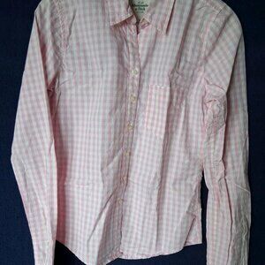 Abercrombie Fitch Womens Small Pastel Pink White Plaid Button Up Shirt A&F